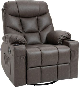HOMCOM PU Leather Manual Recliner Chair, Swivel Armchair for Living Room