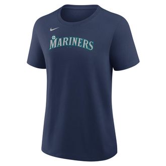 Nike Seattle Mariners Wordmark Nike Womens MLB T-Shirt in Blue | 01K944BMVR-M3X
