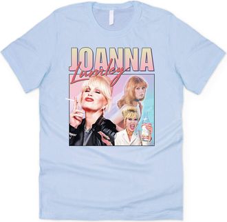 Sanfran Clothing Joanna Lumley Homage Top Funny UK TV Icon Retro 90s 80s Vintage T-Shirt Medium/Light Blue