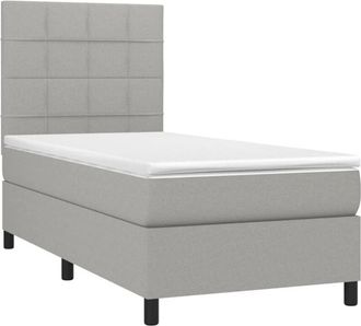 vidaXL Cama Box Spring Colch&oacute;n Y Luces Led Tela Gris Claro 80x200 Cm Vidaxl