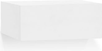 Deco Wood Mesita de noche de madera maciza flotante en tono blanco de 40x15cm