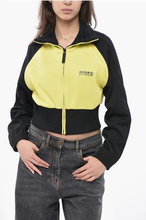 Moncler ADIDAS Cropped Zip-Up Sweatshirt with Contrast Sleeves size S