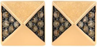 House of Brilliance 14K Rose Gold 1/4 Ct Brown Diamond Pyramid Stud Earring in Pink at Nordstrom
