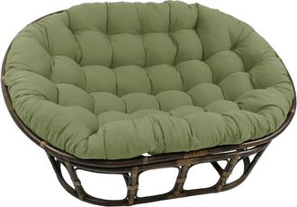 International Caravan Inc Rattan Double Papasan Chair with Twill Cushion