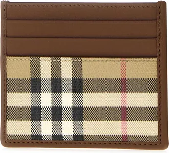 Burberry Mens Tall Card Case Beige Fabric Calf Wallet
