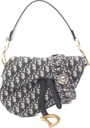 Dior Borsa a spalla Saddle Oblique jacquard anni 2010 - Blu