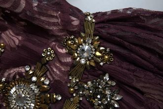 Dolce & Gabbana Purple Viscose Crystal A-Line Gown Womens Dress (Pre-Owned)