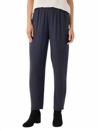 Eileen Fisher Silk Georgette Tapered Ankle Pant In Nocturne