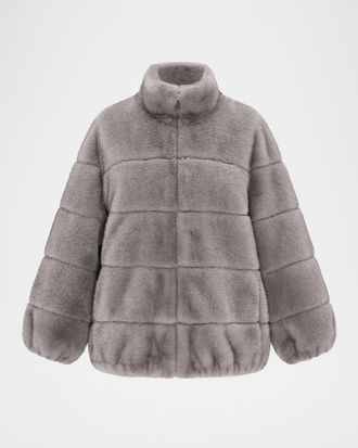 Theia Mink Faux Fur Zip Jacket