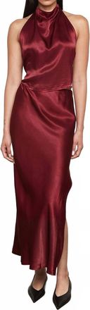 Enza Costa Satin Bias Cut Skirt In Ruby