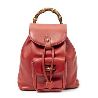 Gucci Pre-owned Womens Mini Bamboo Backpack - Red - One Size