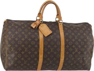 Louis Vuitton Keepall Bag Monogram Canvas Brown Canvas Handbag (Pre-Owned)