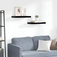 OEM Estantes Flotantes, Juego De 2, Negro Brillante, 50 X 23 X 3,8 Cm, Mdf - Crezuo