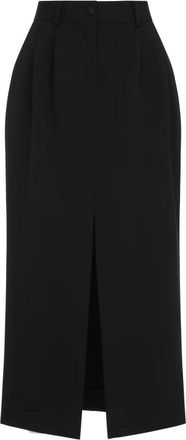 Dolce & Gabbana Zwarte Wollen Blend Elegante Rok - Dames - Midirokken - Zwart - XS - Wol - Rokken