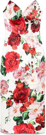Dolce & Gabbana Rose-Print Midi Dress - Womens - Elastane/Viscose/Silk