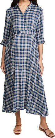 Hatch Maternity The Alyssa Dress In Navy/beige Plaid