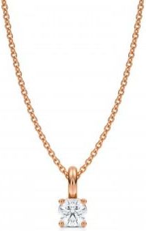 Allurez Round Lab Diamond 4-Prong Necklace 14K Rose Gold (0.33ct)