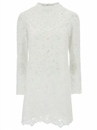Isabel Marant Womens Daphne Broderie Anglaise Ramie Mini Dress In White