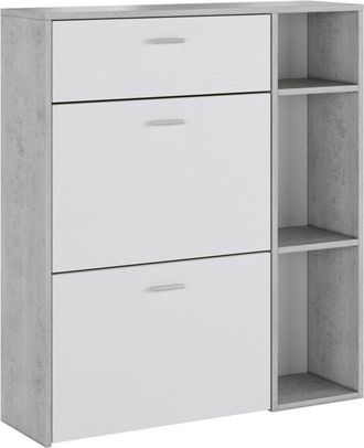 Dmora Scarpiera Samassi, Mobile Portascarpe Paia, Modulabile, un Cassetto, 90x26x102h cm Grigio Cemento