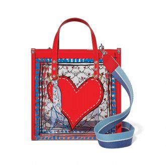 Brighton Womens Striped Love Vinyl Tote Bag In Red / Blue