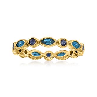 RS Pure by Ross-Simons London Blue Topaz and. Sapphire Geometric Ring
