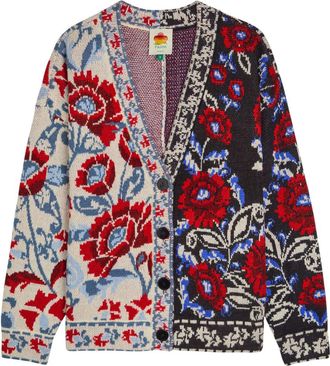 Farm Rio Mixed Valentina Floral-jacquard Knit Cardigan - Multicoloured - S (UK8-10 / S)