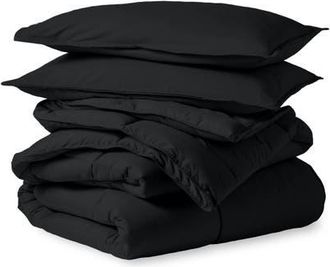 Bare Home All-Season Down Alternative Comforter Set in Black at Nordstrom, Size California King