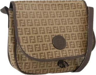 Fendi Pre-owned Cross Body Bags, female, Beige, Size: ONE SIZE Pre-owned Canvas Crossbody Bag