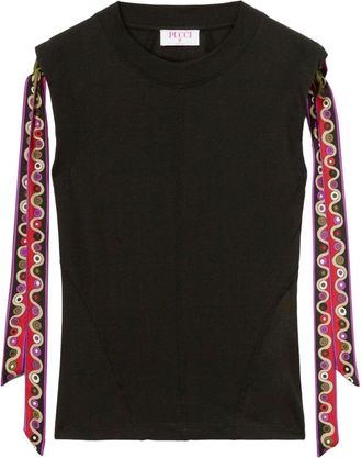 Pucci Iride-print jersey T-shirt - women - Cotton/Modal - L - Black