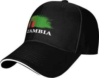 Generic Zambian Zambia Flag Summer Caps Anti Uv Mens Baseball Cap Sun Protection Hats for Men for Travel Kids Fitness