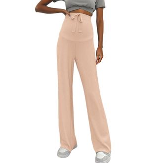 Generic Maternity Trousers Maternity Casual Sweatpants Summer Outer Ice Silk Wide Leg Sweatpants Summer Thin Section Loose Casual Straight Trousers Lounge Pan