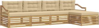 vidaXL Conjunto De Sof&aacute;s De Exterior 5 Uds. Y Beige Poli&eacute;ster Vidaxl