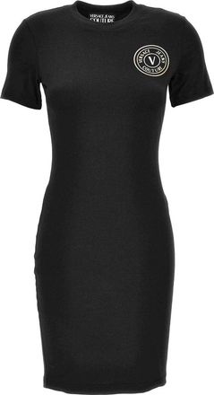 Versace Jeans Couture Jurk - Dames - Korte kleedjes - Zwart - 2XS - Katoen - Kleedjes
