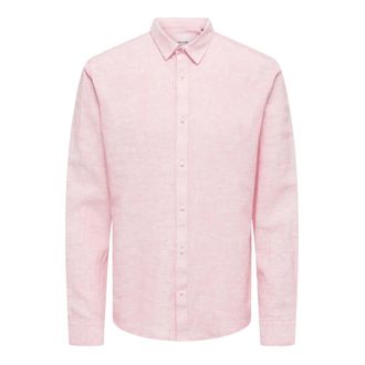 Only & Sons Only & Sons, Heren, Overhemden, Roze, Maat: 2XL Linnen