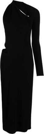 Versace One-Shoulder Cut-out Midi Jurk - Dames - Casual kleedjes - Zwart - S - Kleedjes