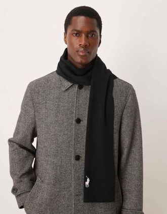 Polo Ralph Lauren Icon - Sciarpa in cotone nero e crema in coordinato