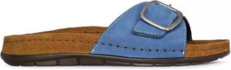Rohde Blauwe Slide Sandaal met Geheugen Voetbed - Dames - Sandalen - Blauw - 37 EU - Schoenen