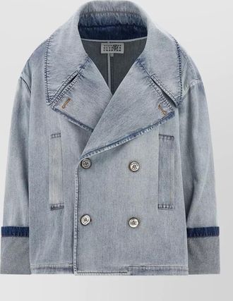 Maison Margiela denim paneled double-breasted cropped jacket