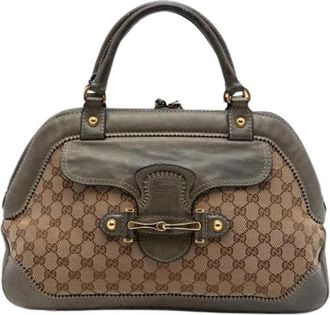 Gucci Pre-owned Canvas Handbag - Dames - Vintage Handtas - Bruin - ONE Size - Leer - Vintage