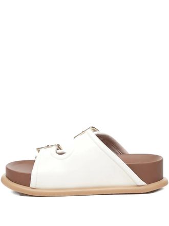 Liu Jo 40mm double-buckle platform sandals - women - Polyester/Polyurethane/Rubber - 37 - Neutrals