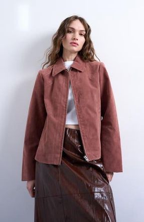 Topshop Faux Suede Shacket in Pink at Nordstrom Rack, Size X-Small