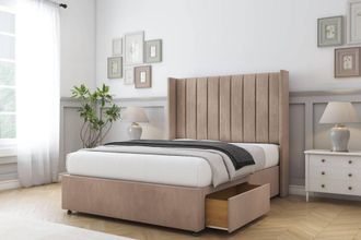 Sloomy Falcon Naples Divan Set 2 Drawers-54 Wingback in Light Brown | Size: Super King