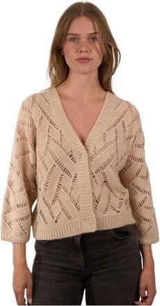 Luisa Cerano Truien & Vesten, Dames, Bruin, 2Xl, Wol, Openwork Vest