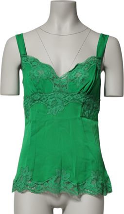 Dolce & Gabbana Womens Green Floral Lace Tank Lingerie Top Underwear Silk Elastane
