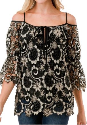 Vava Fleurette Top In Black Lace