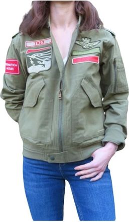 Aeronautica Geborduurde Bomberjas - Dames - Bomber jackets - Groen - M - Katoen - Jassen