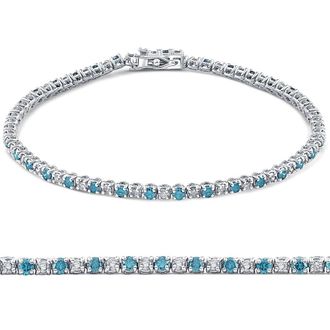 Pompeii3 1 1/2ct Blue and White Diamond Tennis Bracelet 14K White Gold