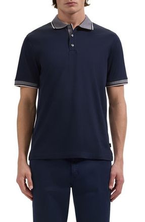 Bugatchi Tipped Pima Cotton Piqu&eacute; Polo in Navy at Nordstrom, Size Xx-Large