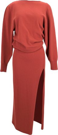 Jacquemus La Robe Jemaa Maxi Dress with Slit in Rust Wool
