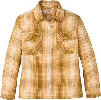 Filson Womens Deer Island Jacket Shirt In Ochre / Cream Plaid